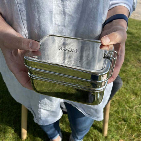 Zweilagige Lunchbox aus Edelstahl «Panna» mit Mini-Behälter - A Slice of Green