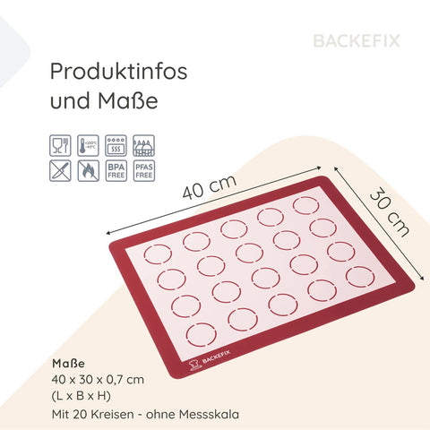 Silikon Macaronsmatte «rot» - Backefix