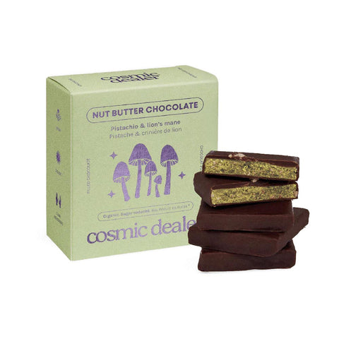 4 pralines au beurre de noix «Pistache & Crinière de Lion» - Cosmic Dealer