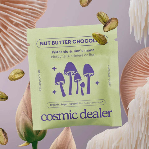 4 pralines au beurre de noix «Pistache & Crinière de Lion» - Cosmic Dealer