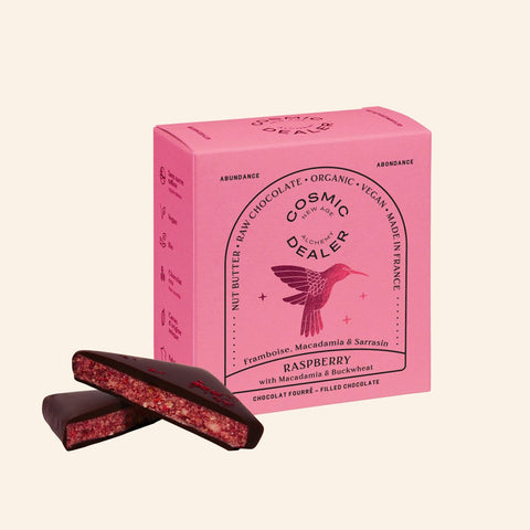 4 pralines au beurre de noix «Framboise & Sarrasin» - Cosmic Dealer