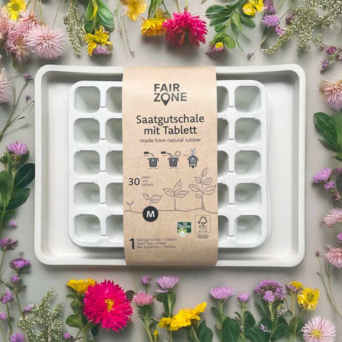 Saatgutschale weiss mit Tablett M - Fair Zone