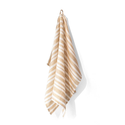 Leinen-Geschirrtuch «Sand-Beige gesteift» - Magic Linen