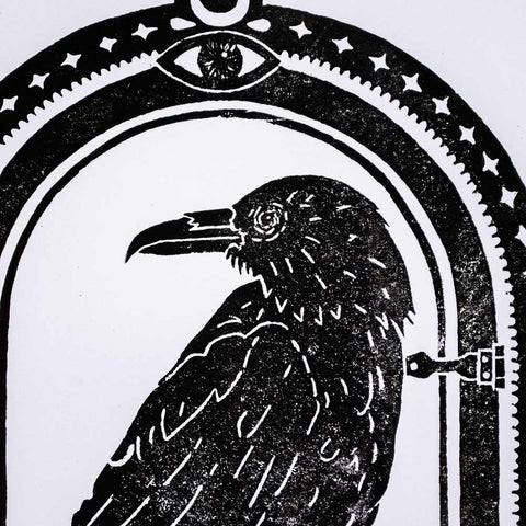 Linocut print "in ignoto acquiscere" - MAHŌ MORI