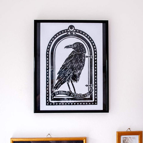 Linocut print "in ignoto acquiscere" - MAHŌ MORI