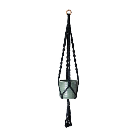 black and white macrame plant hanger Macrame Plant Hanger "Boho" - MAHŌ MORI