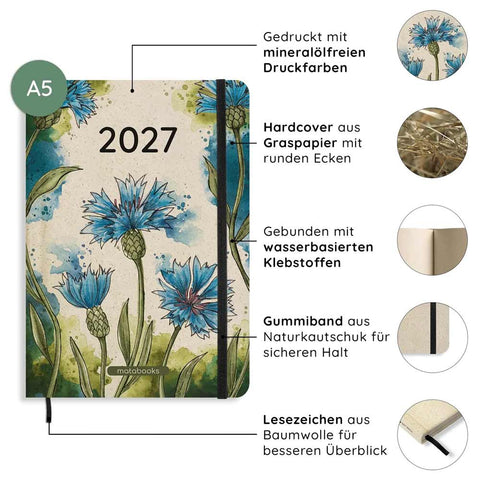Jahresplaner A5 «Samaya 2027 - Cornflower Blue» - Matabooks