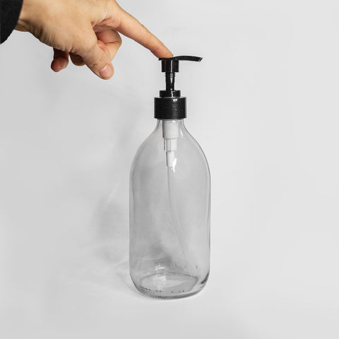 Pumpflasche Glas 500ml klar, weiss - the sage | Transparent