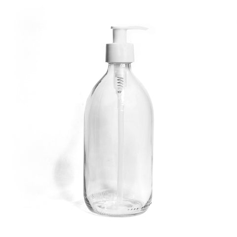 Pumpflasche Glas 500ml klar, weiss - the sage
