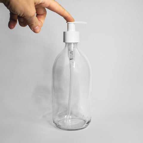 Pumpflasche Glas 500ml klar, weiss - the sage