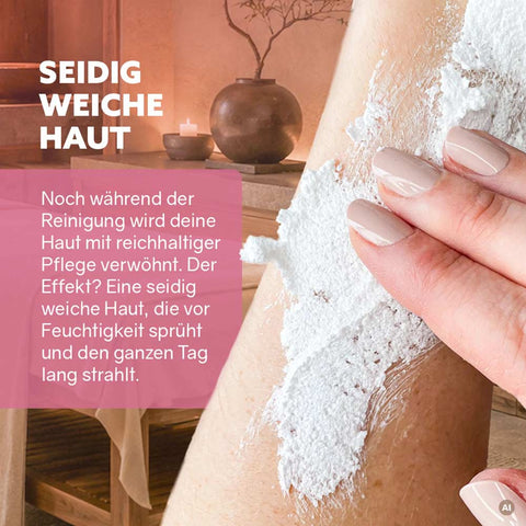 3in1 Dusch-Fluff «Geborgenheit - Mandel, Sandelholz & Moschus» - Puremetics