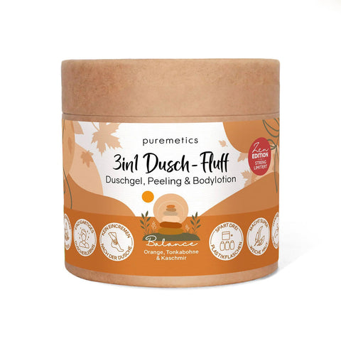 3in1 Dusch-Fluff «Balance - Orange, Tonkabohne & Kaschmir» - Puremetics