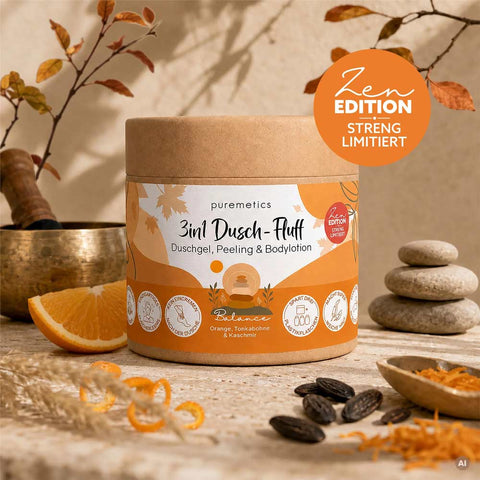 3in1 Dusch-Fluff «Balance - Orange, Tonkabohne & Kaschmir» - Puremetics