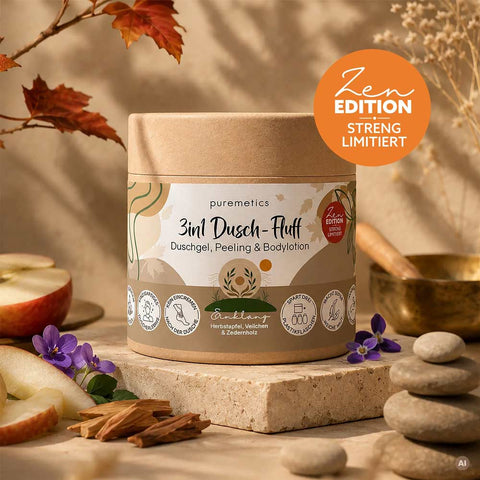 3in1 Dusch-Fluff «Einklang - Herbstapfel, Veilchen & Zedernhol» - Puremetics