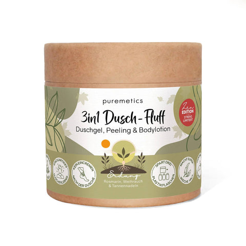 3in1 Dusch-Fluff «Erdung - Rosmarin, Weihrauch & Tannennadeln» - Puremetics