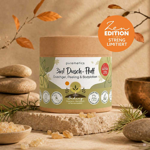3in1 Dusch-Fluff «Erdung - Rosmarin, Weihrauch & Tannennadeln» - Puremetics