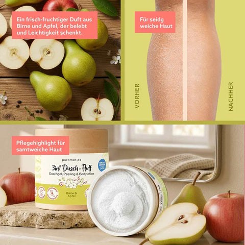 3-in-1 Shower Fluff "Pear & Apple" - Puremetics