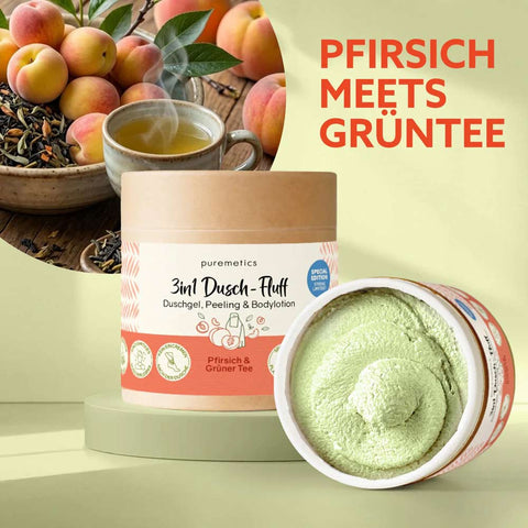 3in1 Shower Fluff "Peach & Green Tea" - Puremetics