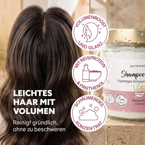Shampoo solide «Lait de riz - Volume» - Puremetics