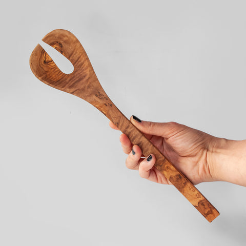 Salad servers made of olive wood «round» - the sage