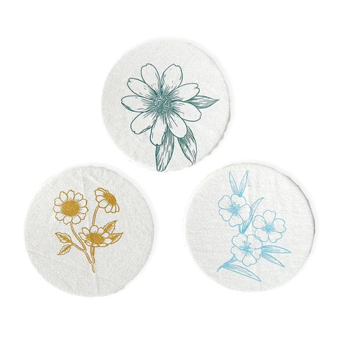Bowl covers set of 3 «Flowers», small - Your Green Kitchen