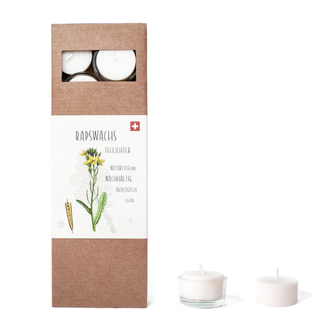 Rapswachs Teelichter-Set mit 2 Gläsern